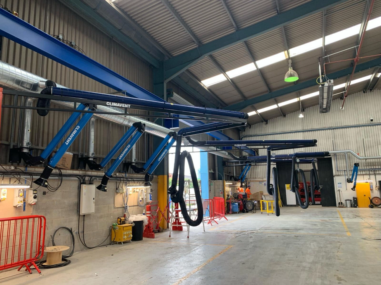 Service booms c/w extraction arms strategically positioned for extraction at source as and when required.