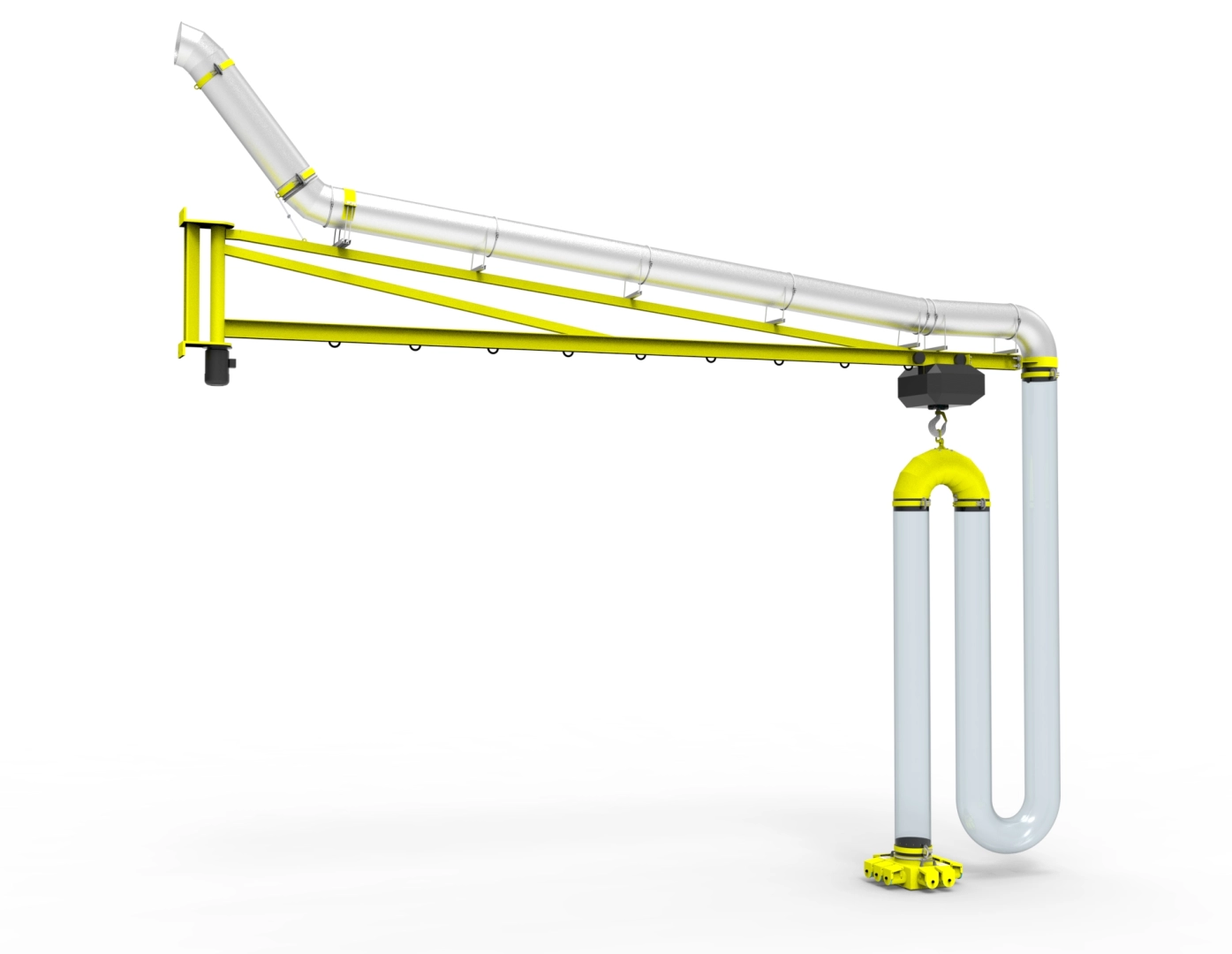 Motorised service boom to connect onto an extraction arm