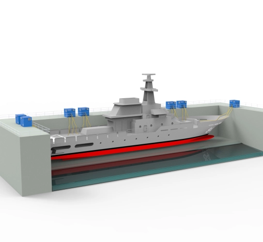 Dry dock shipbuilding confined space ventilation units using hose connections and hose to drop down to below the ships surface to offer extraction at points most required.