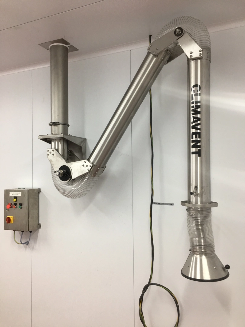 Stainless steel extraction arm ideal for use in the food industry