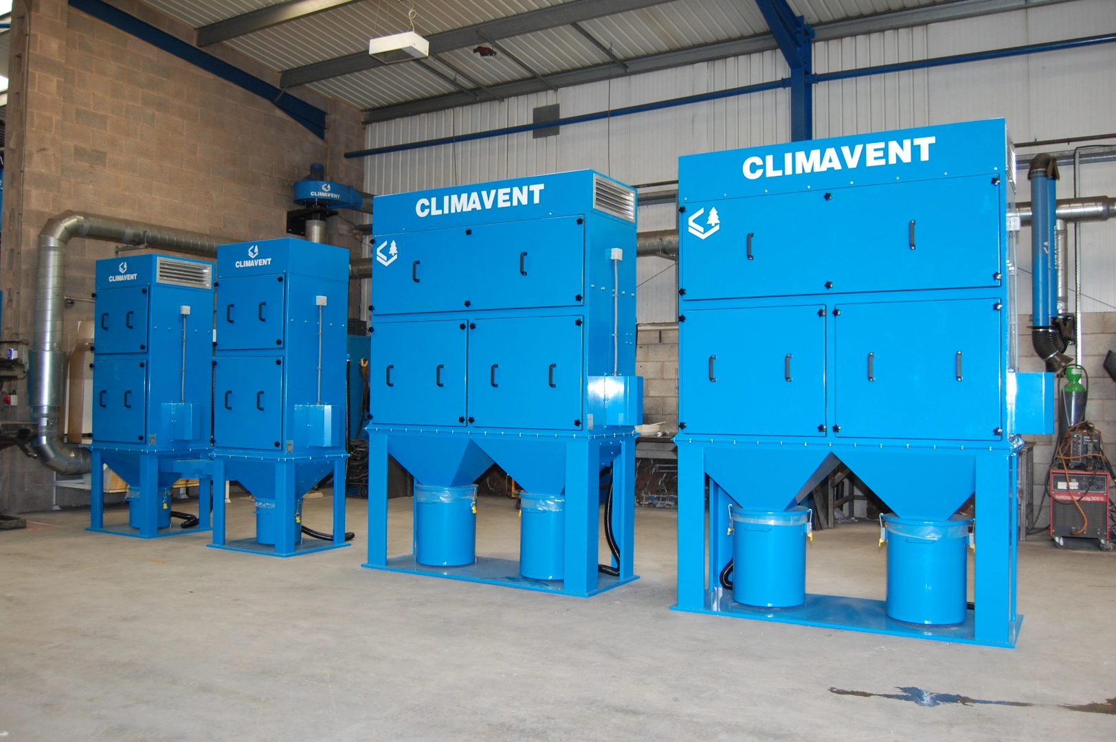 Multiple Auto Shaker extraction units ready for dispatch. Supplied as standalone units with ductwork connection points