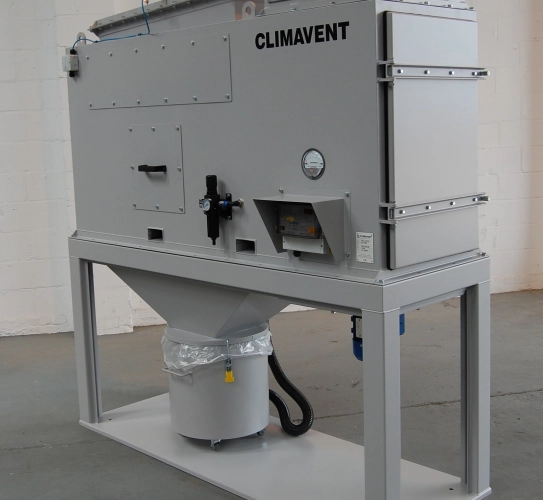 Compact reverse jet filtration unit for those dust applications where space is at a premium.