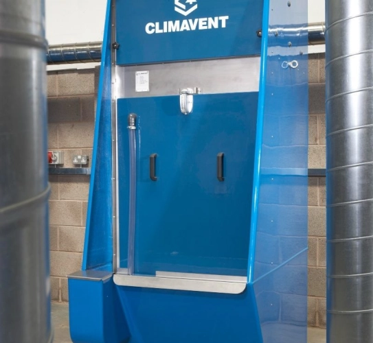 Internally site wet collector unit showing the water level site tube and the explosion protection disk. These are available in GRP or stainless steel construction.